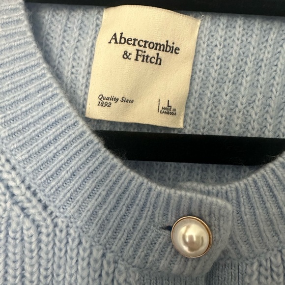 Abercrombie & Fitch Blue Cardigan Sweater with Ribbed Knit - Picture 4 of 4